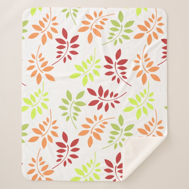 Colourful Autumn Leaves in Warm Tones Sherpa Blanket (Front)