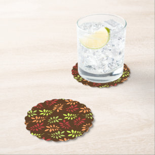 Colourful Autumn Leaves in Warm Tones Square Paper Coaster