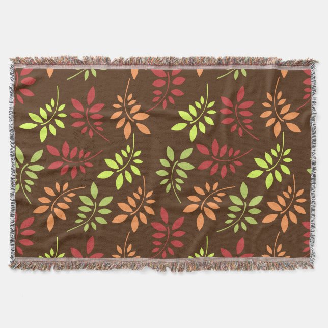 Colourful Autumn Leaves in Warm Tones Throw Blanke (Front)