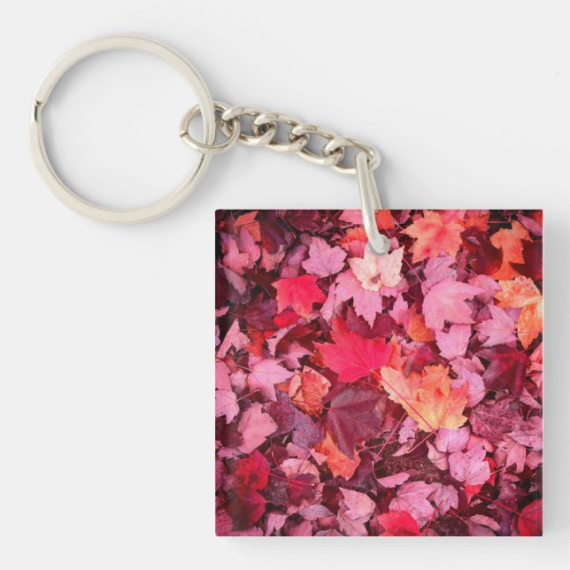 Colourful Autumn Leaves Key Ring (Front)