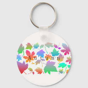 Colourful autumn leaves key ring