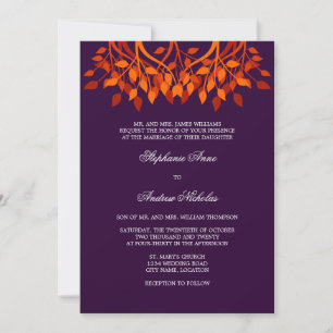 Colourful Autumn Leaves Monogram Wedding Invitatio Invitation
