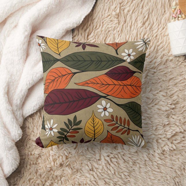 Colourful autumn leaves on a warm background cushion (Blanket)