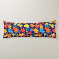Colourful Autumn Leaves On Dark Blue Background