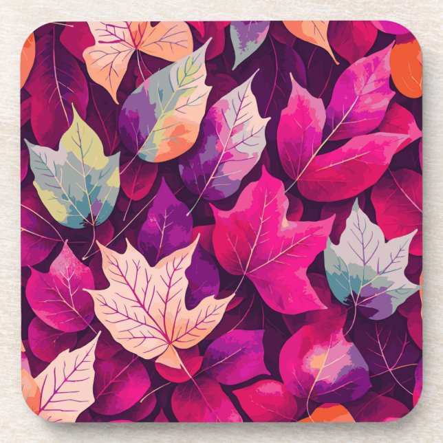 Colourful Autumn Leaves Pattern-68218 Coaster (Front)