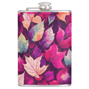 Colourful Autumn Leaves Pattern-68218 Hip Flask