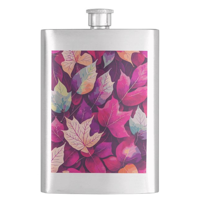 Colourful Autumn Leaves Pattern-68218 Hip Flask (Front)