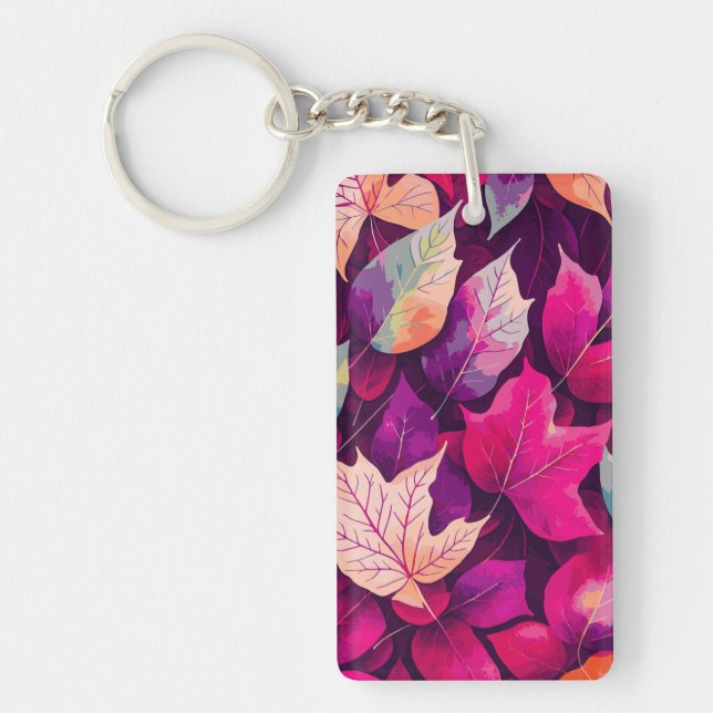 Colourful Autumn Leaves Pattern-68218 Key Ring (Front)