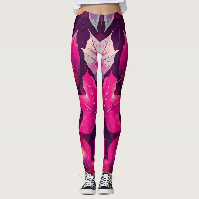 Colourful Autumn Leaves Pattern-68218 Leggings (Front)