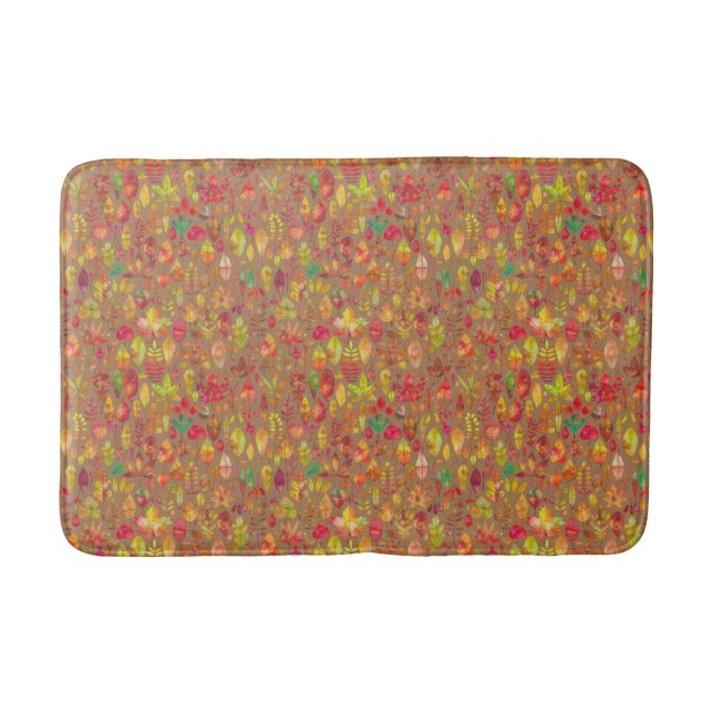 Colourful Autumn Leaves Pattern  Bath Mat (Front)