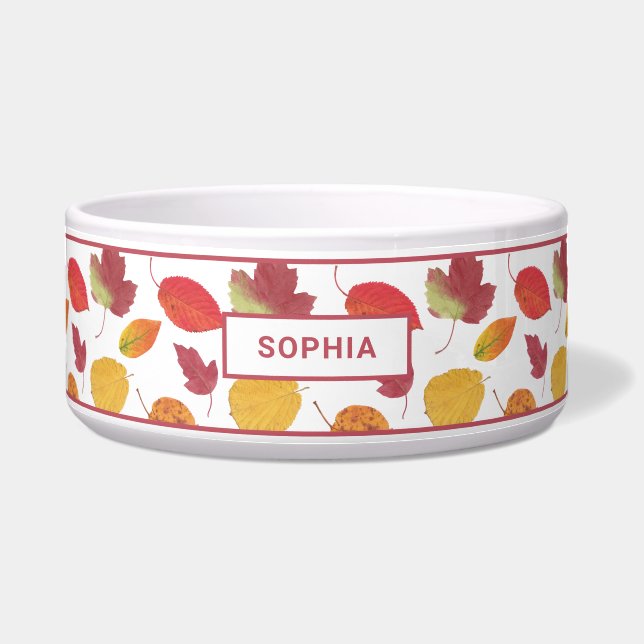 Colourful Autumn Leaves Pattern & Custom Pet Name (Front)