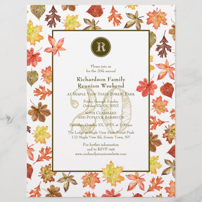 Colourful Autumn Leaves Pattern Fall Family Reunio (Front)