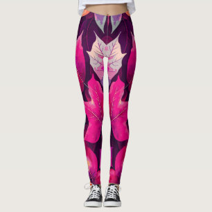 Colourful Autumn Leaves Pattern Leggings