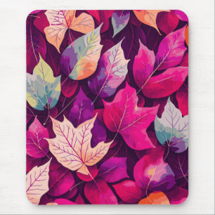 Colourful Autumn Leaves Pattern Mouse Mat