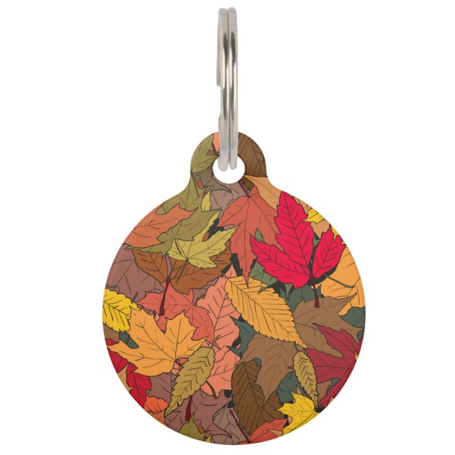 Colourful autumn leaves pet tag (Front)