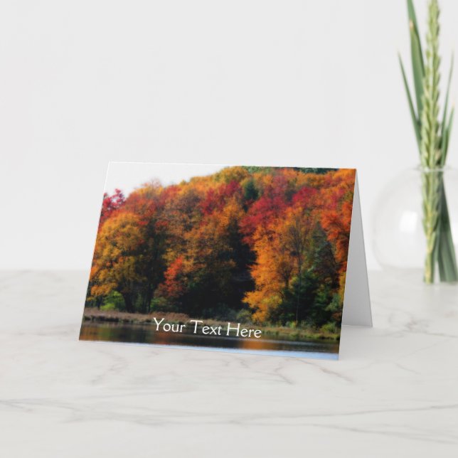 Colourful Autumn Leaves Pond Nature Photo Card (Front)