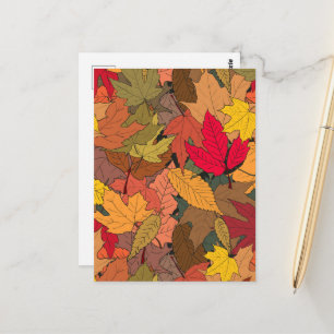 Colourful autumn leaves postcard