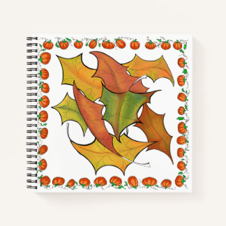 Colourful Autumn Leaves Pumpkins Sketch Notebook