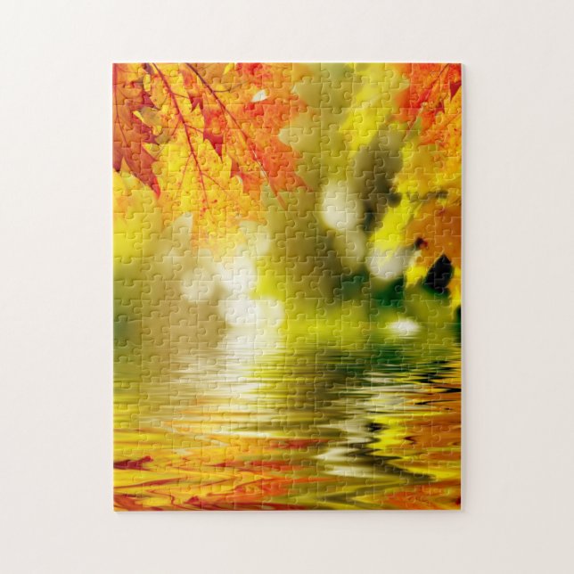 Colourful autumn leaves reflecting in the water 2 jigsaw puzzle (Vertical)
