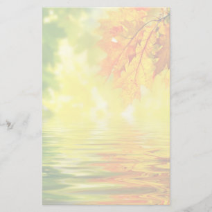 Colourful autumn leaves reflecting in the water stationery