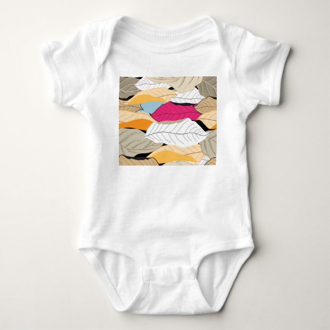 Colourful autumn leaves, seamless pattern. baby bodysuit (Front)