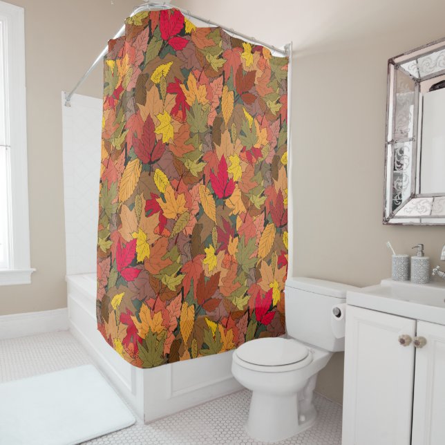 Colourful autumn leaves shower curtain (In Situ)