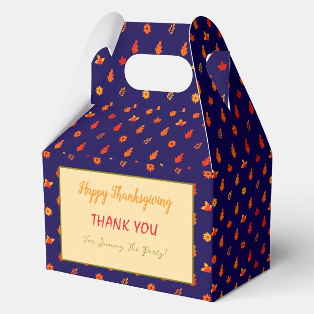 Colourful Autumn Leaves Thanksgiving Dinner Party  Favour Box (Front)