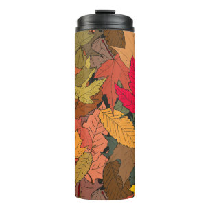 Colourful autumn leaves thermal tumbler