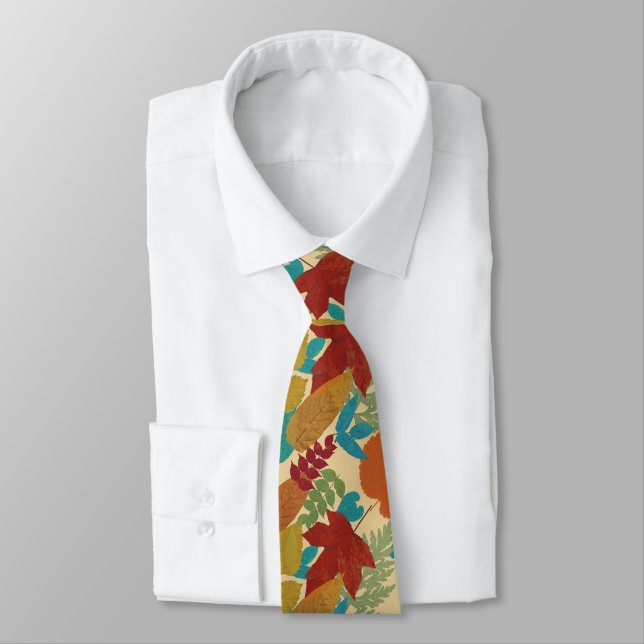 Colourful Autumn Leaves Tie (Tied)