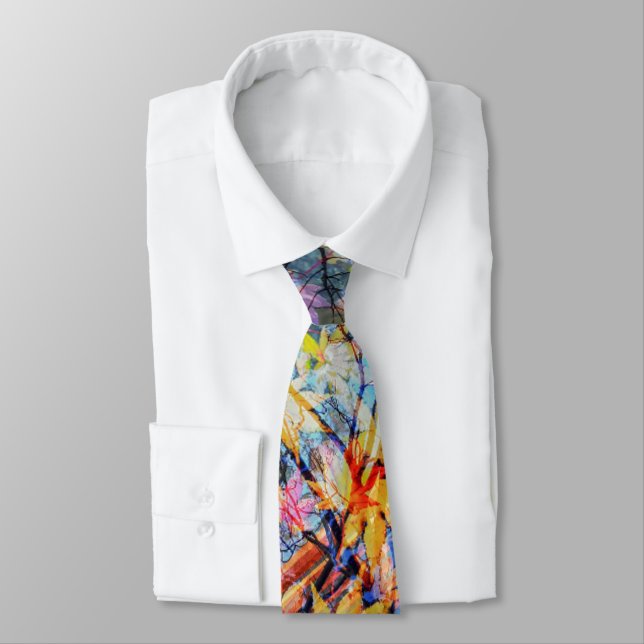 Colourful Autumn Leaves Tie (Tied)