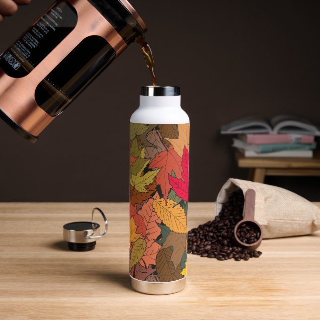 Colourful autumn leaves water bottle (Coffee)