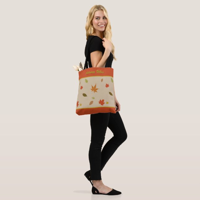 Colourful Autumn Leaves with custom text Tote Bag (On Model)