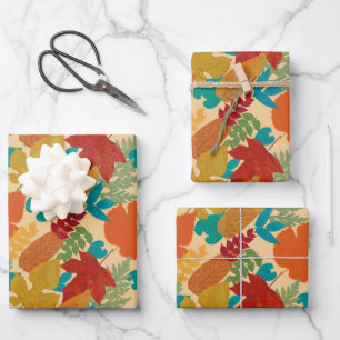 Colourful Autumn Leaves Wrapping Paper Sheet