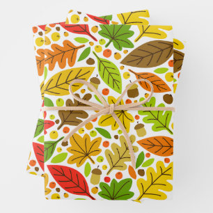 Colourful Autumn Leaves Wrapping Paper Sheet