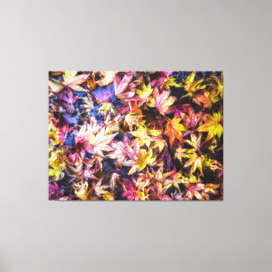 Colourful Autumn Maple Leaves in Water Canvas Print