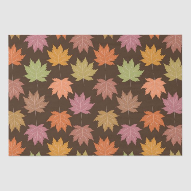 Colourful Autumn Maple leaves on dark brown   Tissue Paper (Front)