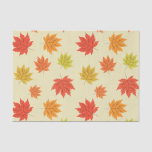 Colourful Autumn Maple Leaves on Light Cream Tissue Paper