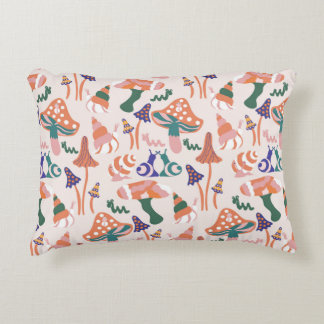 Colourful autumn mushrooms in a seamless pattern d decorative cushion