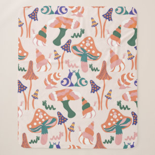 Colourful autumn mushrooms in a seamless pattern d sherpa blanket