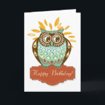 Colourful Autumn Owl Floral Happy Birthday Card<br><div class="desc">Colourful Autumn Owl Floral Happy Birthday Card A beautiful retro autumn illustration of a stout tawny owl. It is a unique and fun birthday card to give all of your family and friends.</div>