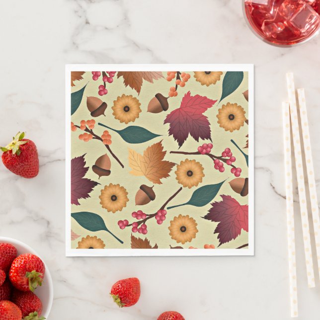 Colourful Autumn Pattern Napkin (Insitu)