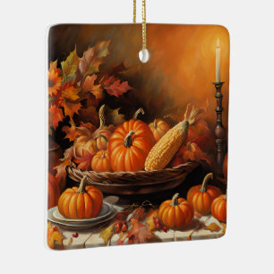 Colourful Autumn Pumpkins Ceramic Ornament