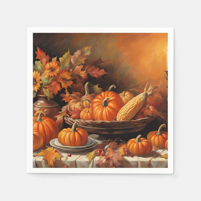 Colourful Autumn Pumpkins Napkin (Front)