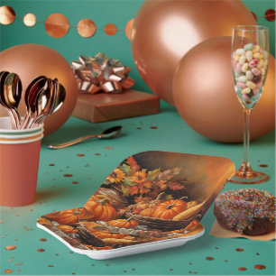 Colourful Autumn Pumpkins Paper Plate