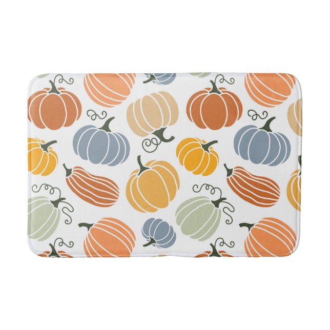 Colourful Autumn Pumpkins Pattern Bath Mat (Front)