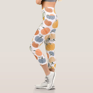 Colourful Autumn Pumpkins Pattern Capri Leggings