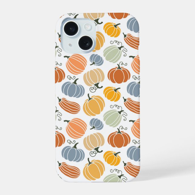 Colourful Autumn Pumpkins Pattern iPhone 15 Case (Back)