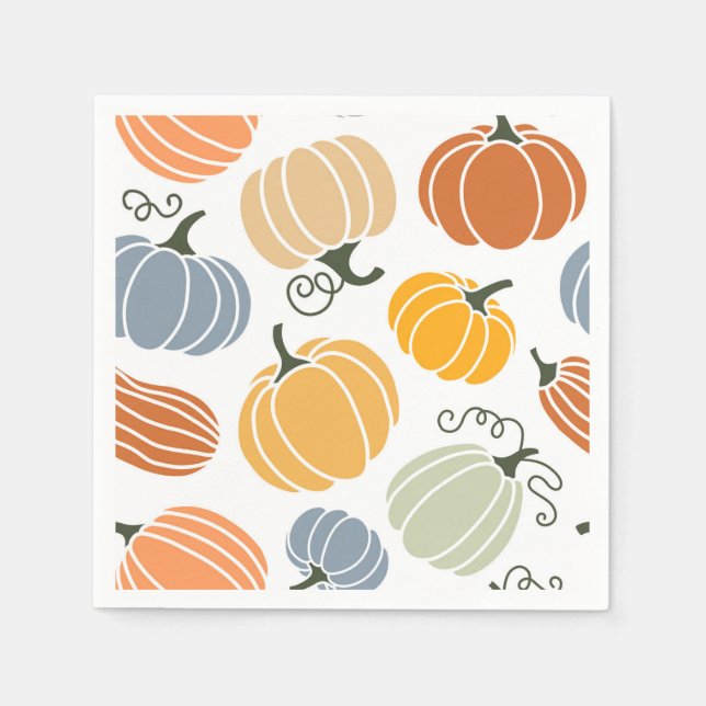 Colourful Autumn Pumpkins Pattern Napkin (Front)