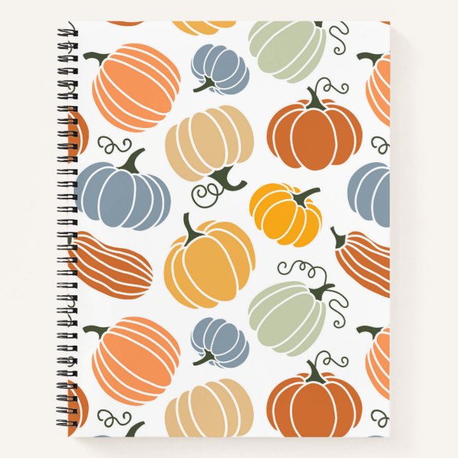 Colourful Autumn Pumpkins Pattern Notebook (Front)