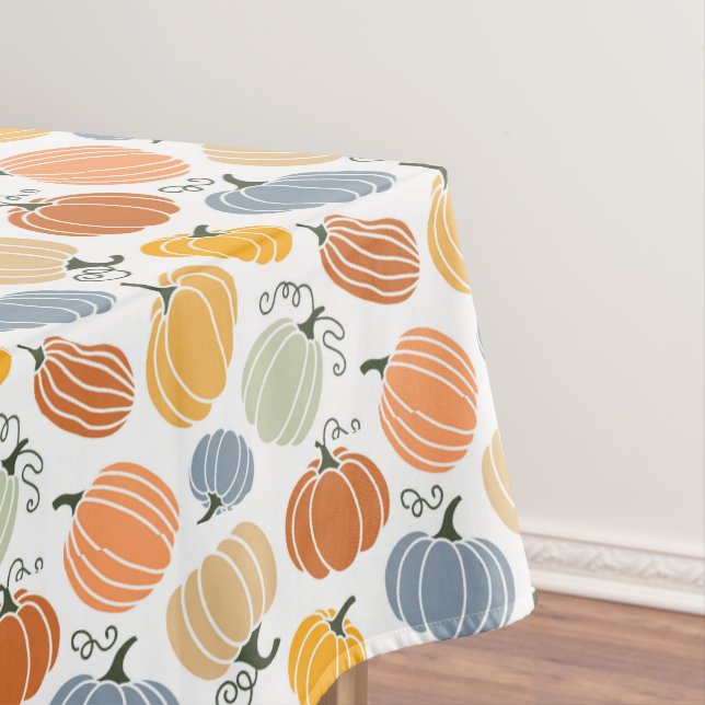 Colourful Autumn Pumpkins Pattern Tablecloth (In Situ)